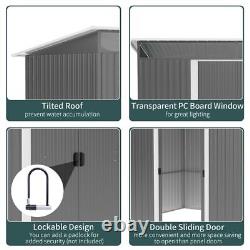 Abri de jardin Outsunny Organiseur d'outils de rangement extérieur avec double porte coulissante gris