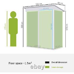 Abri de jardin de rangement 5 x 3 pieds avec porte coulissante, toit en pente et outils verts