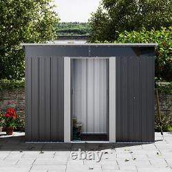 Abri de jardin de rangement d'outils de 8,5x6 pieds avec portes coulissantes et fenêtre transparente