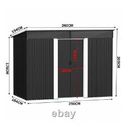 Abri de jardin de rangement d'outils de 8,5x6 pieds avec portes coulissantes et fenêtre transparente