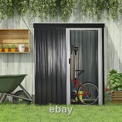 Abri de jardin de rangement de 5 x 3 pieds avec porte coulissante, toit incliné, outils extérieurs noirs