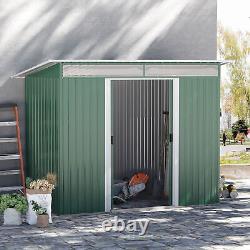 Abri de jardin de rangement pour outils de 8,5 x 4 pi avec porte coulissante et ventilation verte