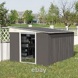 Abri de jardin en acier Outsunny 11,3x9,2ft avec portes coulissantes et 2 évents, gris