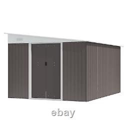 Abri de jardin en acier Outsunny 11,3x9,2ft avec portes coulissantes et 2 évents, gris