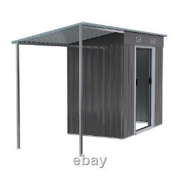 Abri de jardin en métal 6.5x4ft Maison de rangement extérieure avec abri ouvert et double porte coulissante