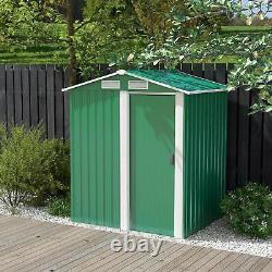 Abri de jardin en métal Outsunny de 5 pieds x 4.3 pieds avec porte coulissante et toit en pente