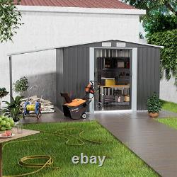 Abri de jardin en métal avec toit en pente 8 X 4 pieds pour ranger les outils avec double porte coulissante