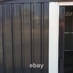 Abri de jardin extérieur de rangement 10FT x 9FT avec 2 portes coulissantes en métal galvanisé avec base