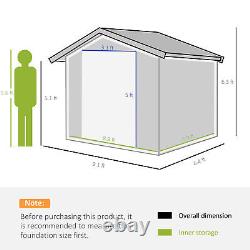 Abri de jardin galvanisé Outsunny 9 x 6FT avec porte coulissante, gris foncé