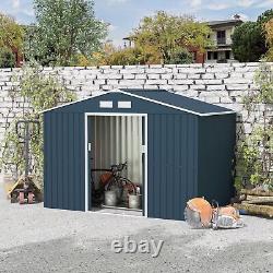 Abri de jardin galvanisé Outsunny 9 x 6FT avec porte coulissante, gris foncé