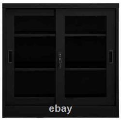 Armoire à portes coulissantes VidaXL noire 90x40x90 cm en acier pour meubles de maison