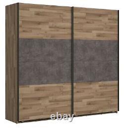 Armoire à portes coulissantes de grande taille pour chambre de rangement 240cm Chêne clair Gris béton Arica