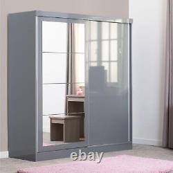 Armoire à portes coulissantes double 2 portes armoire de rangement placard Nevada Gris/Chêne clair