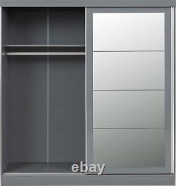 Armoire à portes coulissantes double 2 portes armoire de rangement placard Nevada Gris/Chêne clair