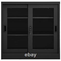 Armoire à portes coulissantes en acier compact anthracite avec solution de rangement P7D6