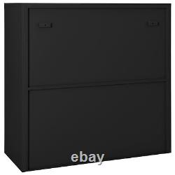 Armoire à portes coulissantes en acier compact anthracite avec solution de rangement P7D6