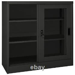 Armoire à portes coulissantes en acier compact anthracite avec solution de rangement P7D6