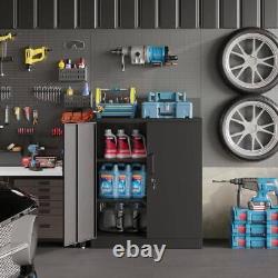 Armoire autoportante Lissimo 31,5 pouces avec étagères réglables, rangement de garage en acier noir