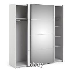 Armoire coulissante à miroir blanc à 5 étagères 180cm de rangement pour vêtements Fowler