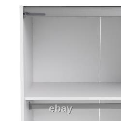 Armoire coulissante à miroir blanc à 5 étagères 180cm de rangement pour vêtements Fowler