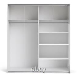 Armoire coulissante à miroir blanc à 5 étagères 180cm de rangement pour vêtements Fowler