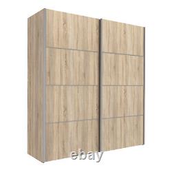 Armoire coulissante en chêne à 2 étagères 180cm Portes de qualité Rangement de chambre Fowler