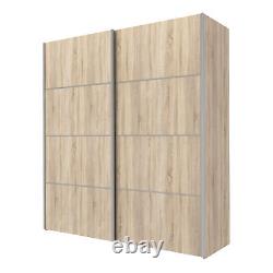 Armoire coulissante en chêne à 2 étagères 180cm Portes de qualité Rangement de chambre Fowler