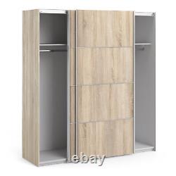 Armoire coulissante en chêne à 2 étagères 180cm Portes de qualité Rangement de chambre Fowler