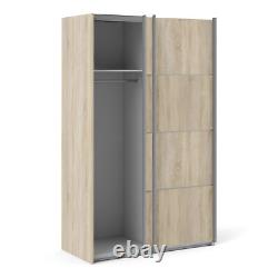 Armoire coulissante en chêne avec 2 étagères et 2 portes de qualité de 120 cm pour le rangement de vêtements Fowler