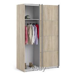 Armoire coulissante en chêne avec 2 étagères et 2 portes de qualité de 120 cm pour le rangement de vêtements Fowler