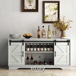 Armoire de bar à portes coulissantes pour grange 2 - Buffet à domicile avec armoire de rangement de ferme et support TV