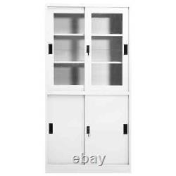 Armoire de bureau VidaXL avec porte coulissante blanche 90x40x180 cm en acier