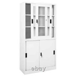 Armoire de bureau VidaXL avec porte coulissante blanche 90x40x180 cm en acier