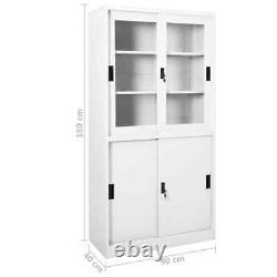 Armoire de bureau VidaXL avec porte coulissante blanche 90x40x180 cm en acier