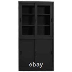 Armoire de bureau avec porte coulissante Anthracite 90x40x180cm Organisateur de rangement en acier