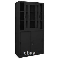 Armoire de bureau avec porte coulissante Anthracite 90x40x180cm Organisateur de rangement en acier