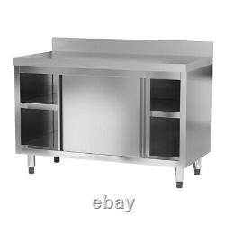Armoire de cuisine en acier inoxydable 4/5FT avec table de travail pré-cabinet et portes coulissantes