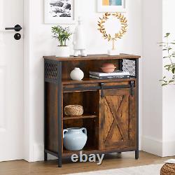 Armoire de rangement VASAGLE, buffet, avec porte de grange coulissante, compartiment ouvert