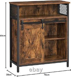 Armoire de rangement VASAGLE, buffet, avec porte de grange coulissante, compartiment ouvert