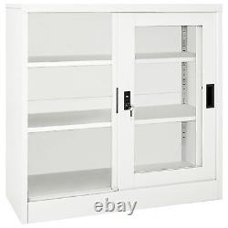 Armoire de rangement de bureau en acier Festnight avec porte coulissante et étagère ajustable P0U8