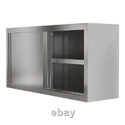 Armoire de rangement de cuisine suspendue à double paroi en acier inoxydable avec portes coulissantes