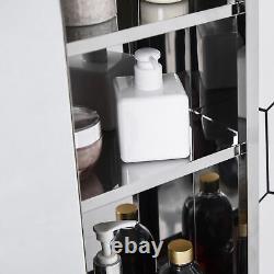 Armoire de rangement de salle de bain montée au mur avec porte miroir coulissante et cadre en acier