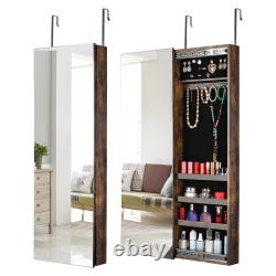 Armoire de rangement pour bijoux avec miroir intégral et glissière pouvant être suspendue à la porte