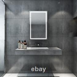 Armoire de salle de bain avec miroir LED et porte coulissante, interrupteur sensoriel et rangement 430 x 690mm