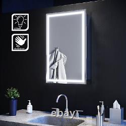 Armoire de salle de bain murale avec miroir à capteur infrarouge LED et unité de rangement IP44