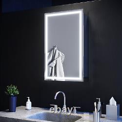Armoire de salle de bains avec miroir LED et éclairage, armoire de rangement avec porte coulissante 430×690mm