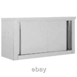 Armoire murale de cuisine avec portes coulissantes, placard de rangement de 90 cm en acier inoxydable