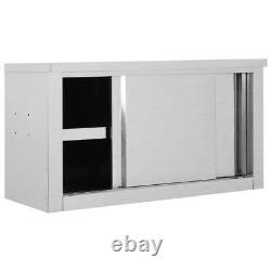 Armoire murale de cuisine avec portes coulissantes, placard de rangement de 90 cm en acier inoxydable