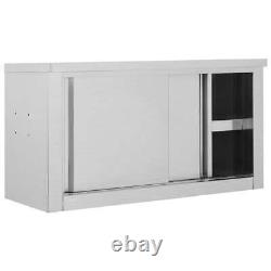 Armoire murale de cuisine avec portes coulissantes, placard de rangement de 90 cm en acier inoxydable