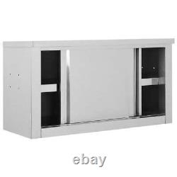 Armoire murale de cuisine avec portes coulissantes, placard de rangement de 90 cm en acier inoxydable